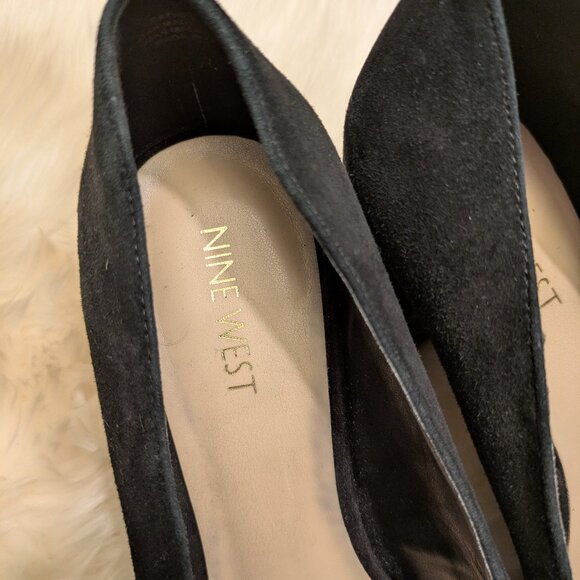 Nine West Leather Suede Fringe Block Heel Shoe - Picture 5 of 5